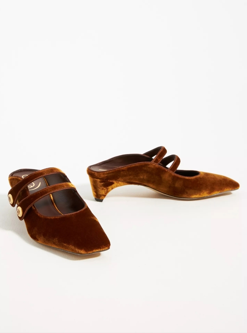 Sam Edelman McKenna Mary Jane Mule Heels Bronze Brown Velvet Size 7 New NWT